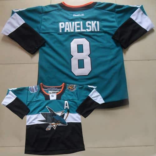 Sharks #8 Joe Pavelski Teal Black 2015 Stadium Series Stitched Jersey