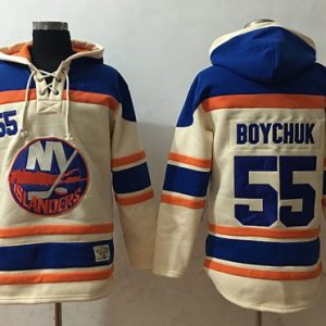 Islanders #55 Johnny Boychuk Cream Sawyer Hooded Sweatshirt Stitched Jersey