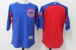 Chicago Cubs #44 Anthony Rizzo Blue Red Authentic Collection On-Field 3/4 Sleeve Batting Practice Stitched Jersey