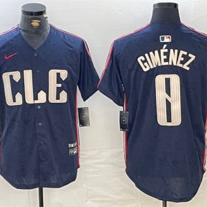 Cleveland Guardians #0 Andr¨¦s Gim¨¦nez Navy 2024 City Connect Limited Stitched Jersey