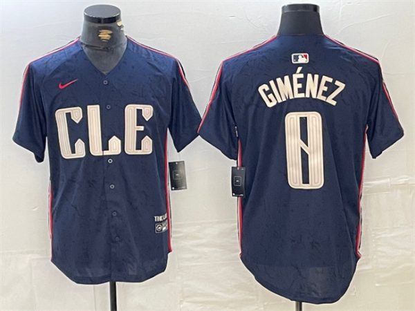Cleveland Guardians #0 Andr¨¦s Gim¨¦nez Navy 2024 City Connect Limited Stitched Jersey