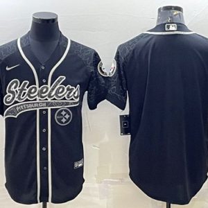 Pittsburgh Steelers Blank Black Reflective With Patch Cool Base Stitched Jersey