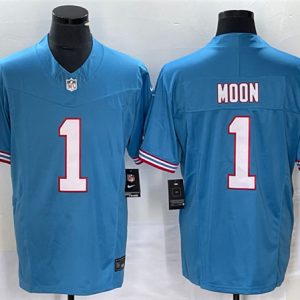 Tennessee Titans #1 Warren Moon Light Blue 2023 F.U.S.E. Vapor Limited Throwback Stitched Jersey