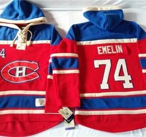 Canadiens #74 Alexei Emelin Red Sawyer Hooded Sweatshirt Stitched Jersey