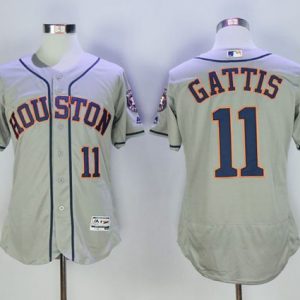 Astros #11 Evan Gattis Grey Flexbase Authentic Collection Stitched Jersey
