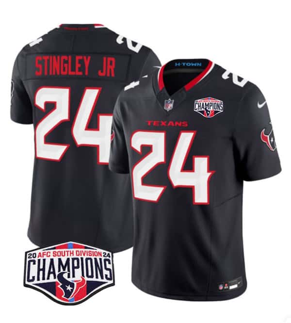 Houston Texans #24 Derek Stingley Jr. Navy F.U.S.E. 2024 AFC South Division Champions Vapor Limited Stitched Jersey
