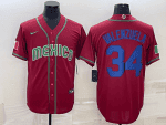 Mexico #34 Fernando Valenzuela 2023 Red Blue World Classic Stitched Jersey
