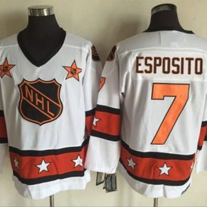 Bruins #7 Phil Esposito White Orange All Star CCM Throwback Stitched Jersey