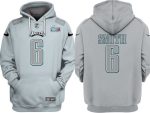 Philadelphia Eagles #6 DeVonta Smith Grey Atmosphere Fashion Super Bowl LVII Patch Pullover Hoodie