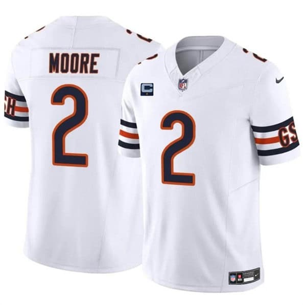 Chicago Bears #2 DJ Moore White 2024 F.U.S.E. With 1-Star C Patch Vapor Untouchable Limited Stitched Jersey