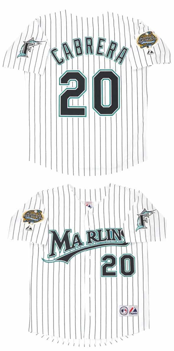 Miami Marlins #20 Miguel Cabrera White 2003 Throwback Stitched Jersey