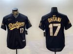 Los Angeles Dodgers #17 Shohei Ohtani Black Gold 2024 World Series Champions With Fernando Memorial Patch Limited Stitched Jersey