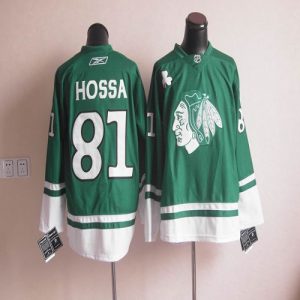 Blackhawks St Patty's Day #81 Marian Hossa Green Stitched Jersey