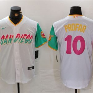 San Diego Padres #10 Jurickson Profar White City Connect Cool Base Stitched Jersey