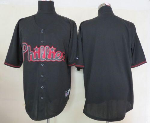 Phillies Blank Black Fashion Stitched Jersey