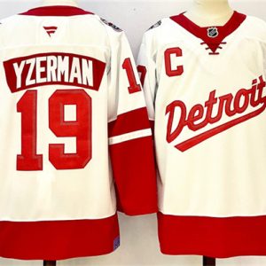 Detroit Red Wings #19 Steve Yzerman White Red 2024-25 With C Patch Stitched Jersey