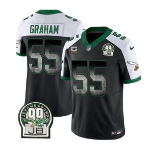 Philadelphia Eagles #55 Brandon Graham Black White 2023 F.U.S.E. With 4-Star C Patch Throwback Vapor Untouchable Limited Stitched Jersey