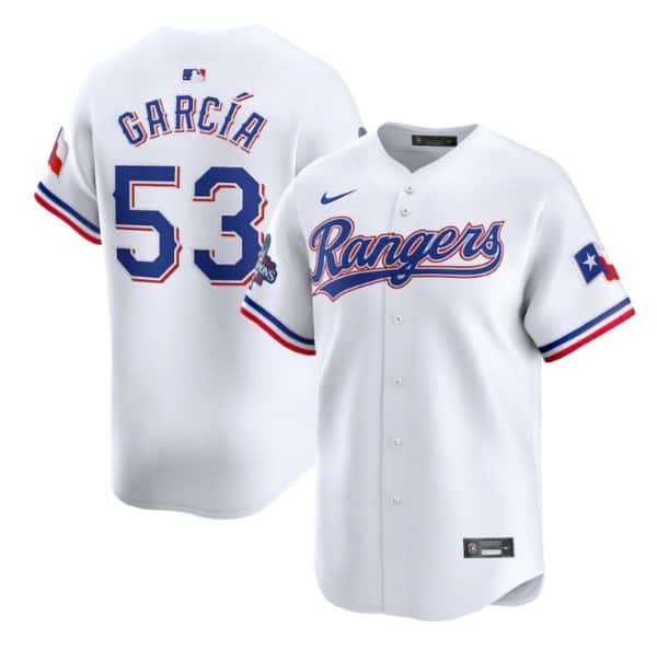 Texas Rangers #53 Adolis Garc¨ªa White 2023 World Series Champions Stitched Jersey
