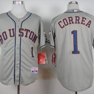 Astros #1 Carlos Correa Grey Cool Base Stitched Jersey