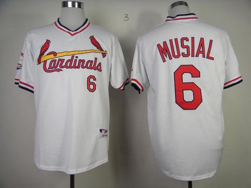 Cardinals #6 Stan Musial White 1982 Turn Back The Clock Stitched Jersey