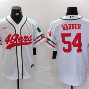 San Francisco 49ers #54 Fred Warner White With Patch Cool Base Stitched Jersey