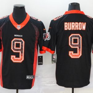 Cincinnati Bengals #9 Joe Burrow Black Drift Fashion Color Rush Limited Stitched Jersey
