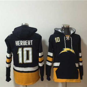 Los Angeles Chargers #10 Justin Herbert Black Ageless Must-Have Lace-Up Pullover Hoodie
