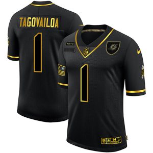Miami Dolphins #1 Tua Tagovailoa 2020 Black Gold Salute To Service Limited Stitched Jersey