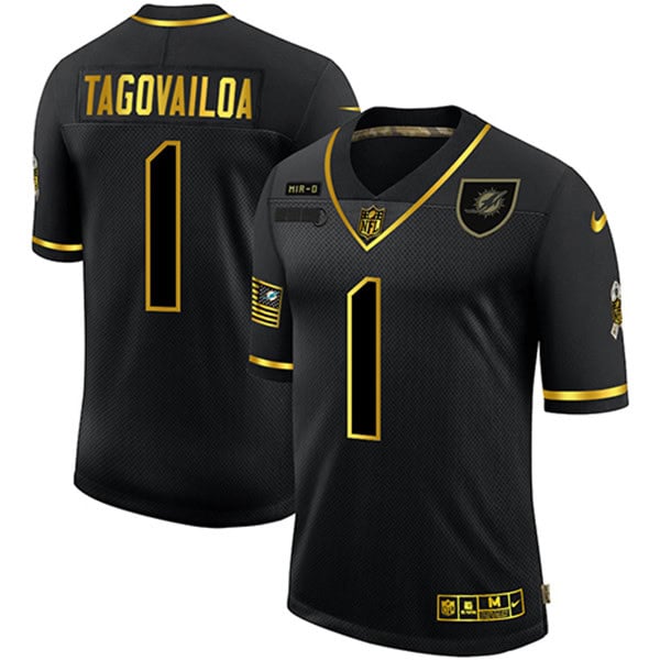 Miami Dolphins #1 Tua Tagovailoa 2020 Black Gold Salute To Service Limited Stitched Jersey