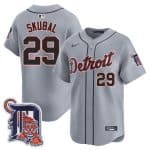 Detroit Tigers #29 Tarik Skubal Gray Logo Patch Vapor Premier Limited Stitched Jersey
