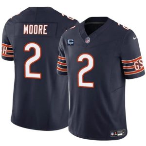 Chicago Bears #2 DJ Moore Navy 2024 F.U.S.E. With 1-Star C Patch Vapor Untouchable Limited Stitched Jersey