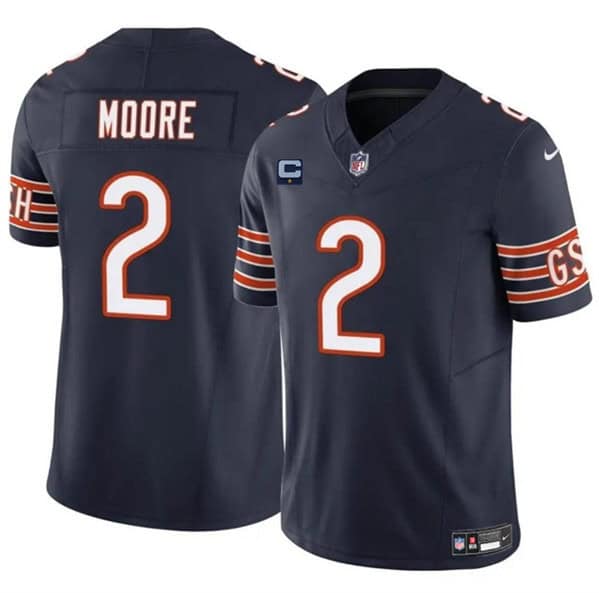 Chicago Bears #2 DJ Moore Navy 2024 F.U.S.E. With 1-Star C Patch Vapor Untouchable Limited Stitched Jersey