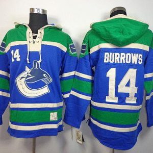 Canucks #14 Alex Burrows Blue Sawyer Hooded Sweatshirt Stitched Jersey