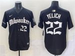 Milwaukee Brewers #22 Christian Yelich Black 'Gothic 414 Shadows Edition' Vapor Premier Limited Stitched Jersey