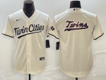 Minnesota Twins Cream Team Big Logo Cool Base Stitched Jersey
