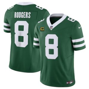 New York Jets #8 Aaron Rodgers Green 2024 F.U.S.E. With 4-Star C Patch Vapor Limited Stitched Jersey
