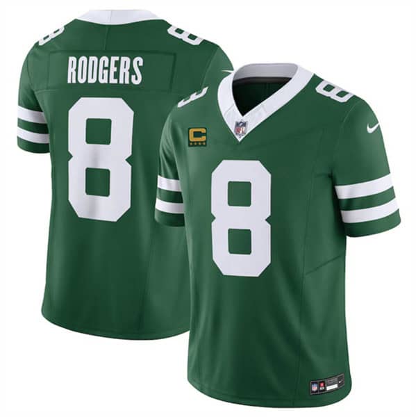 New York Jets #8 Aaron Rodgers Green 2024 F.U.S.E. With 4-Star C Patch Vapor Limited Stitched Jersey