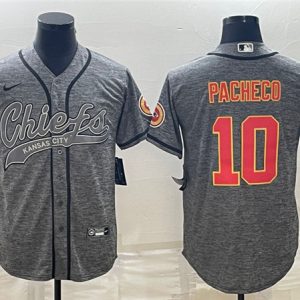 Kansas City Chiefs #10 Isiah Pacheco Gray With Patch Cool Base Stitched Jersey
