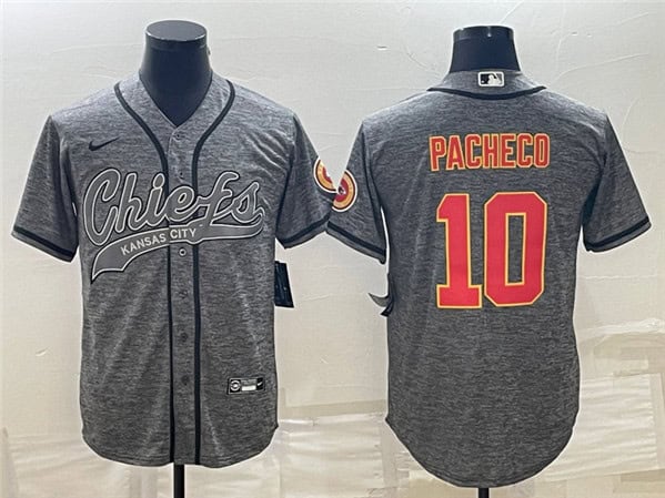 Kansas City Chiefs #10 Isiah Pacheco Gray With Patch Cool Base Stitched Jersey