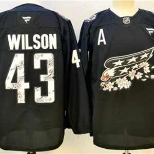 Washington Capitals #43 Tom Wilson Black Cherry Blossom With A Patch Stitched Jersey