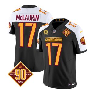 Washington Commanders #17 Terry McLaurin Black White 2023 F.U.S.E. 90th Anniversary Vapor Limited Stitched Jersey