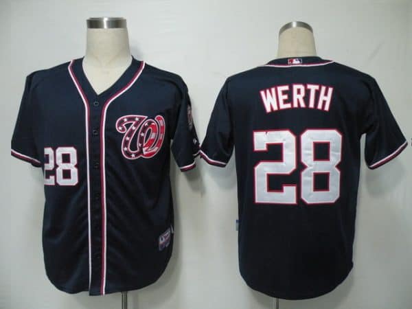 Nationals #28 Jayson Werth Navy Blue Cool Base Stitched Jersey