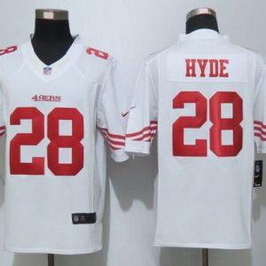 49ers #28 Carlos Hyde White Stitched Limited Nike Jersey