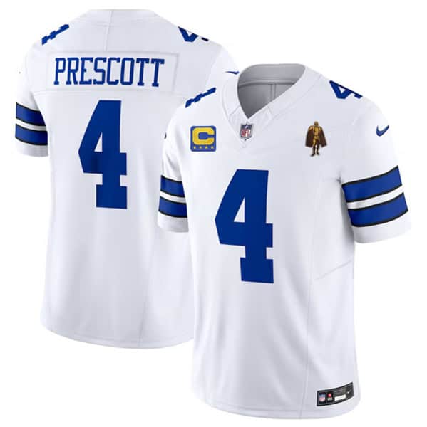 Dallas Cowboys #4 Dak Prescott White 2023 F.U.S.E. With 4-Star C Patch And Walter Payton Patch Vapor Limited Stitched Jersey