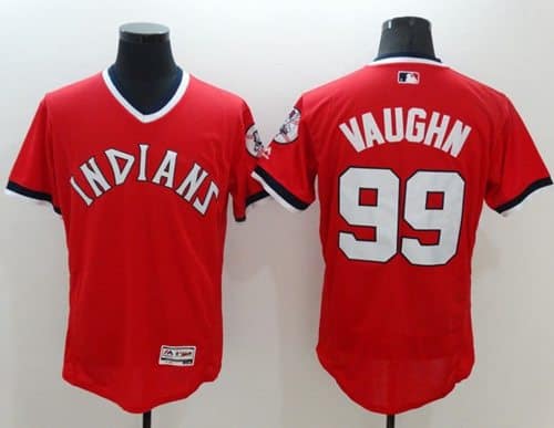 Indians #99 Ricky Vaughn Red Flexbase Authentic Collection 1978 Turn Back The Clock Stitched Jersey
