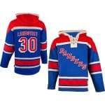 Rangers #30 Henrik Lundqvist Blue Sawyer Hooded Sweatshirt Stitched Jersey