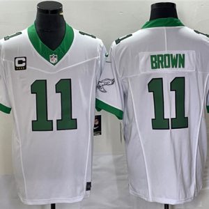 Philadelphia Eagles #11 A. J. Brown White 2023 F.U.S.E. With C Patch Vapor Untouchable Stitched Jersey