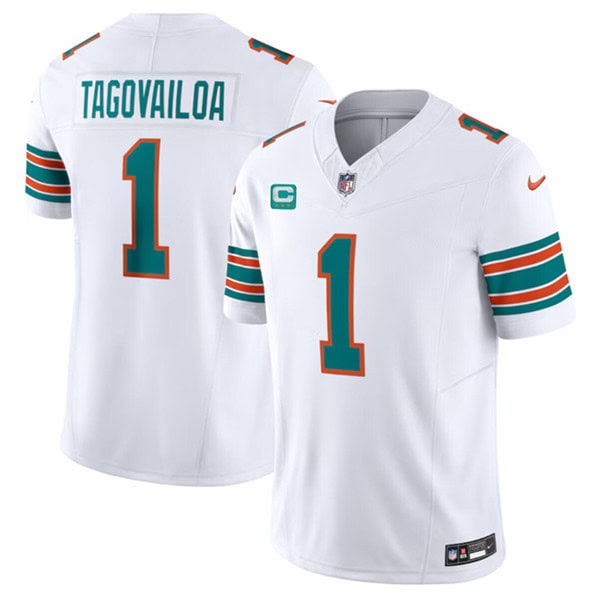 Miami Dolphins #1 Tua Tagovailoa White 2024 F.U.S.E Alternate With 3-Star C Patch Vapor Limited Stitched Jersey