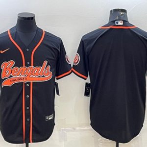 Cincinnati Bengals Blank Black With Patch Cool Base Stitched Baseball Jersey