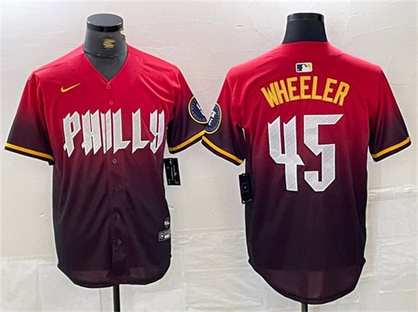 Philadelphia Phillies #45 Zack Wheeler Red 2024 City Connect Limited Stitched Jersey